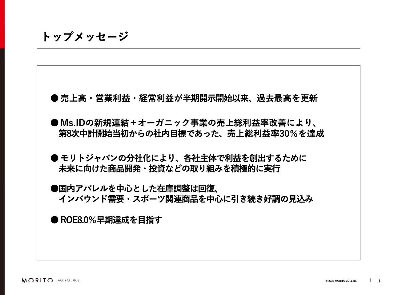 【QAあり】モリト、半期開示開始以来、売上高・営業利益・経常利益が過去最高　Ms.ID新規連結、オーガニック事業の粗利改善が寄与