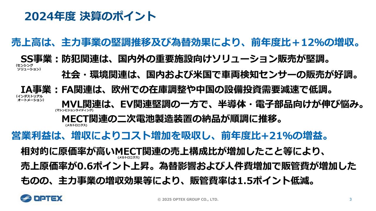【QAあり】オプテックスG、売上高・営業利益ともに過去最高　データセンター向け需要拡大で25年度業績予想も堅調、5円増配を予定
