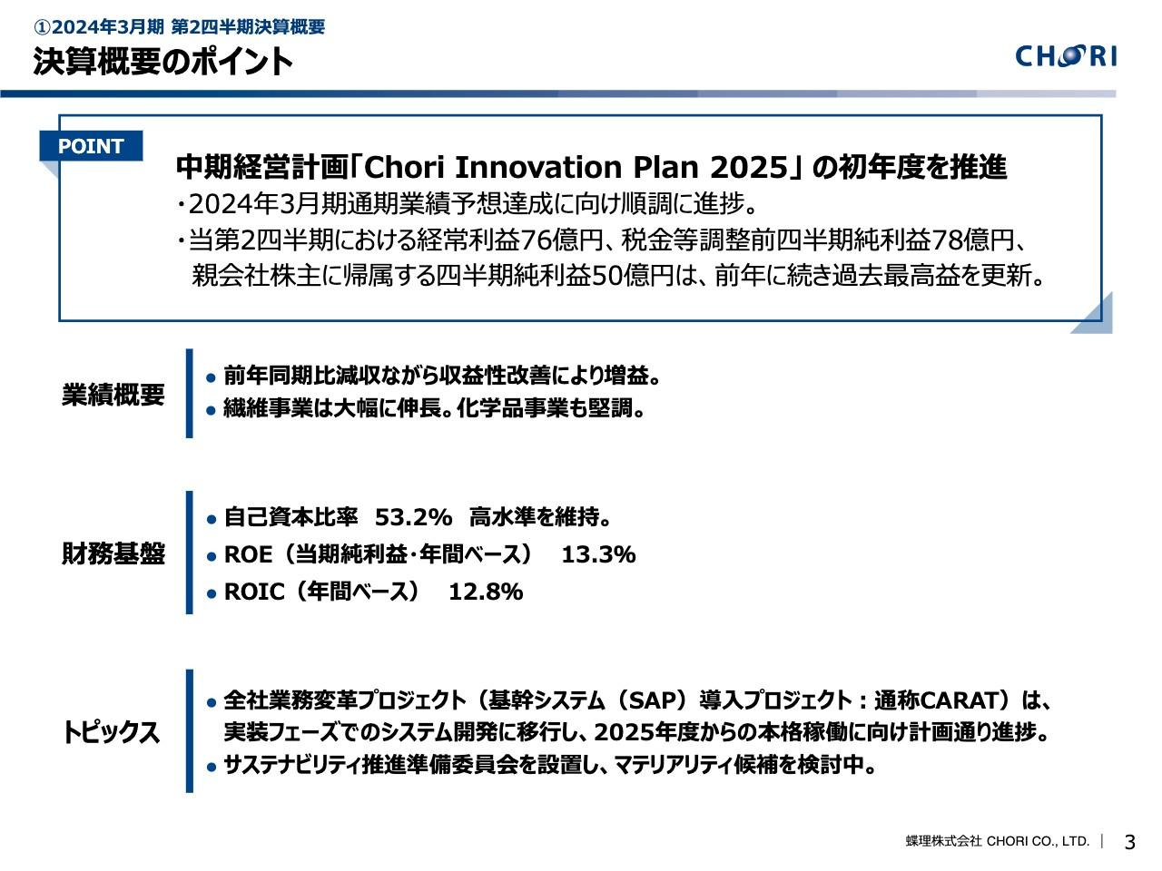 蝶理、経常利益及び税前利益が前年に引き続き過去最高を更新　繊維事業が大幅伸長、通期業績予想達成に向け順調に進捗