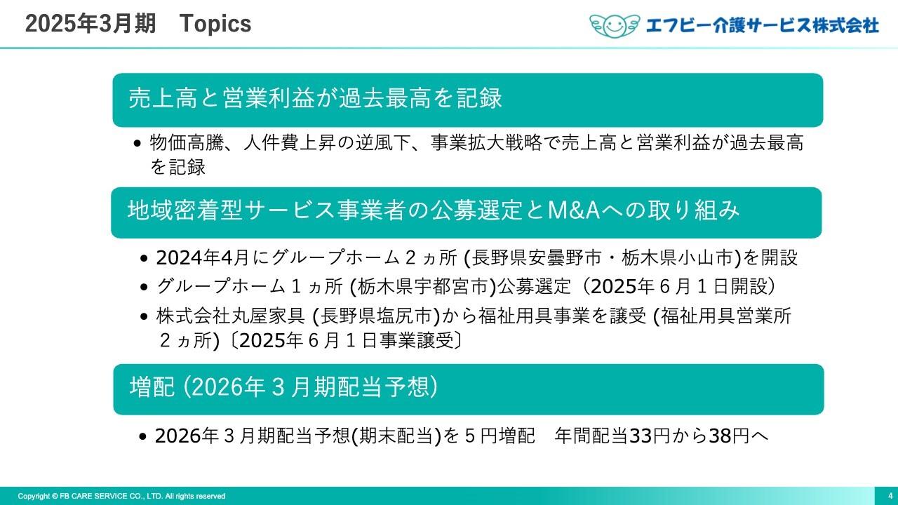 【QAあり】エフビー介護サービス、売上・営業利益で過去最高　事業拡大戦略が奏功、26年3月期も最高更新予想し年間配当5円増額