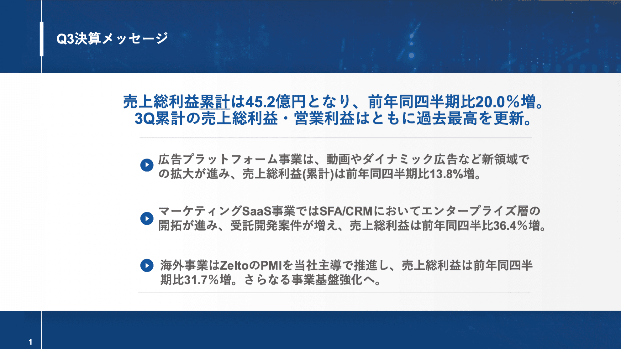 ジーニー、各事業が伸長し3Qも増収増益　売上総利益・営業利益は共に過去最高を更新