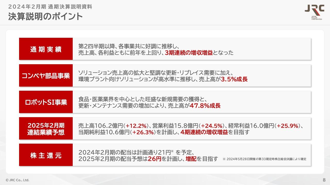 ＪＲＣ、ソリューション売上増とロボットSI事業の黒字転換が寄与　今期は4期連続の増収増益に加えて増配を目指す