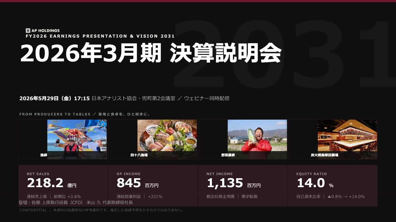 エー・ピーHD、新中計策定、本格的な成長フェーズへ　生販両輪「Food Ecosystem」拡大と既存事業の深化を推進