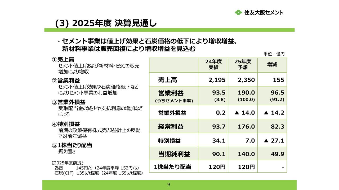 【QAあり】住友大阪セメント、今期は増収増益を計画　セメントの値上げ・静電チャックの生産能力増強等、次期中計への準備が進展