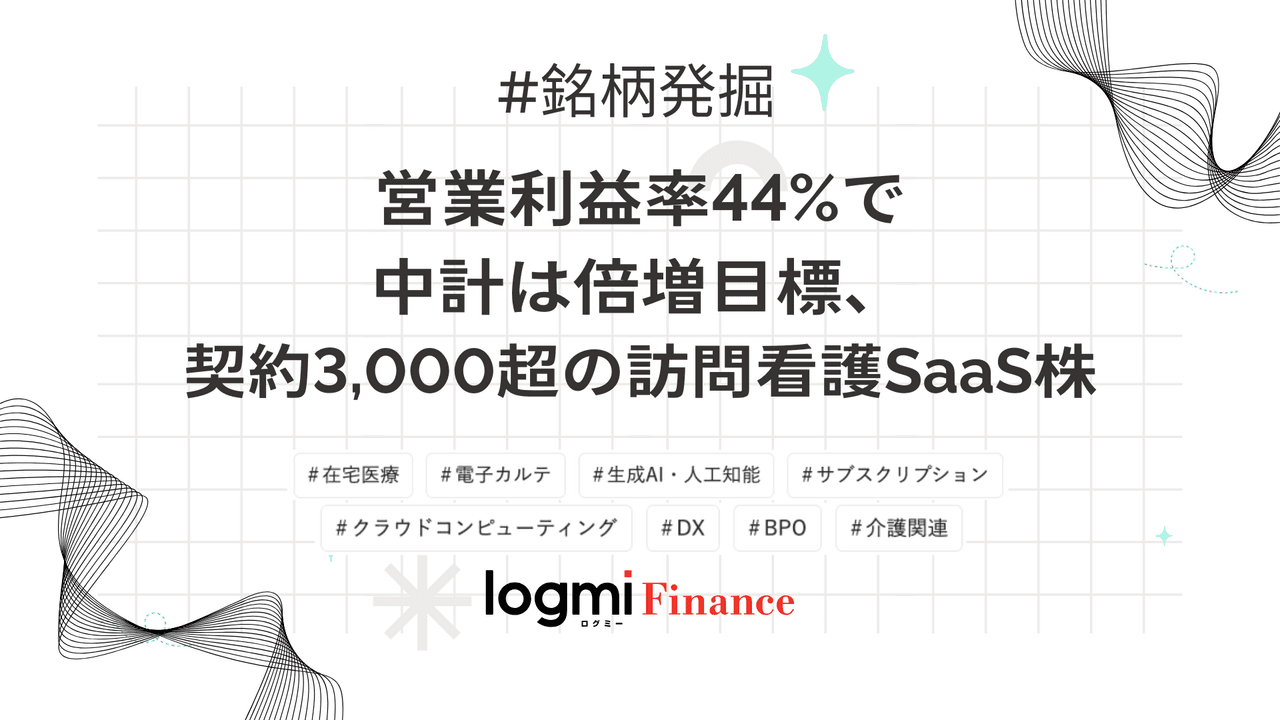 営業利益率44%で中計は倍増目標、契約3,000超の訪問看護SaaS株
