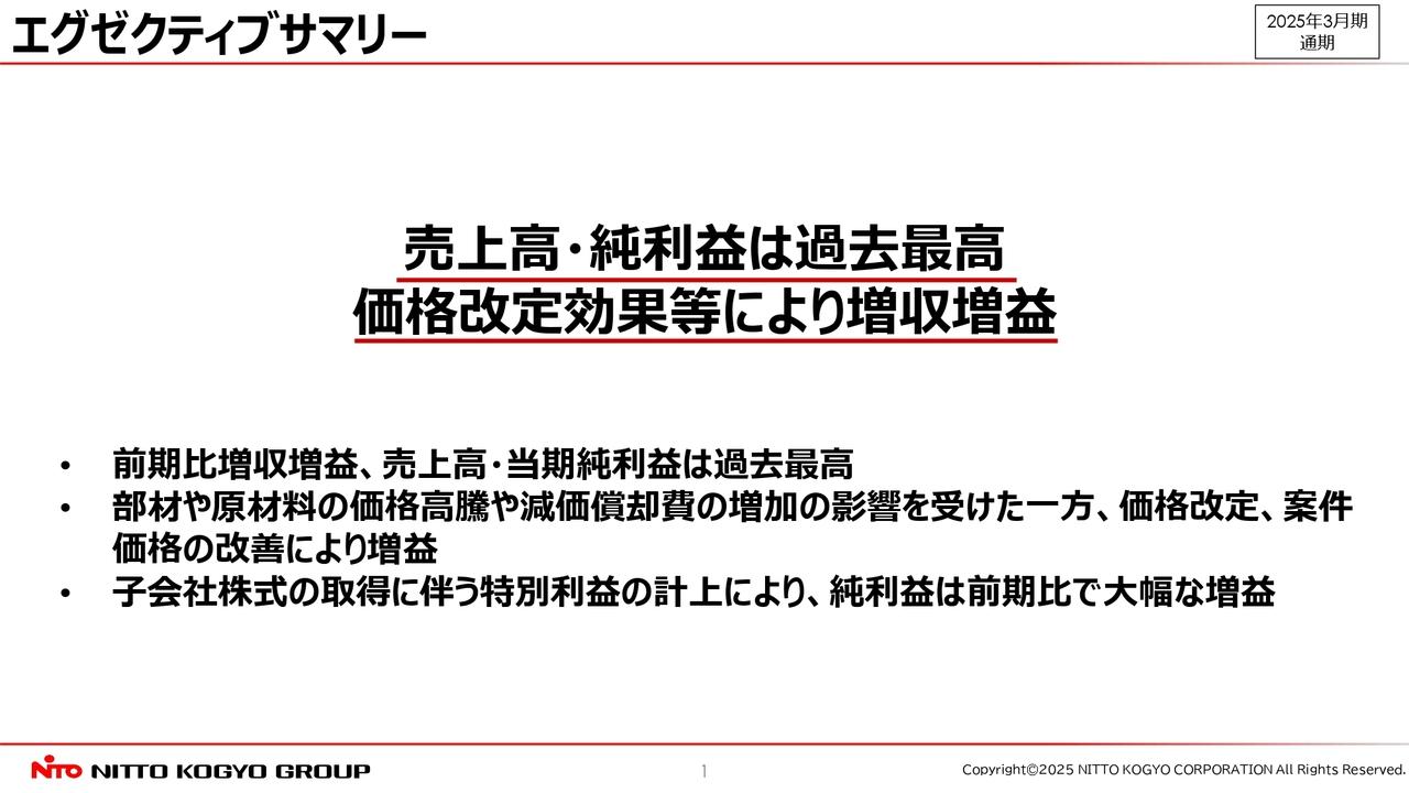 【QAあり】日東工業、増収増益で売上高・当期純利益は過去最高を記録　価格改定効果や案件価格の改善、連結子会社の増加が寄与
