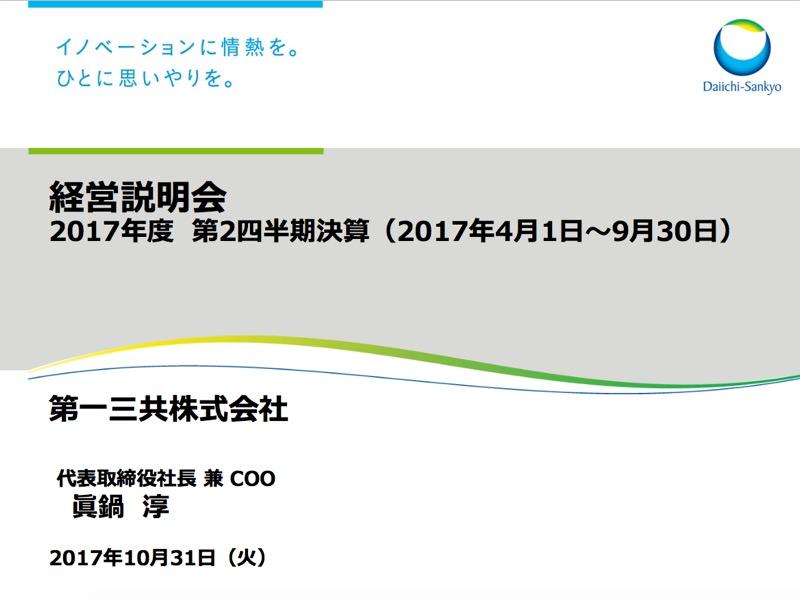 第一三共、2Q累計は増収減益　麻薬性鎮痛剤「CL-108」の減損等が影響