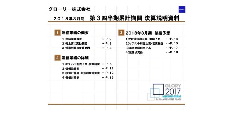 グローリー、3Q累計は連結で増収減益　オープン出納システムが前期大型需要の反動受ける
