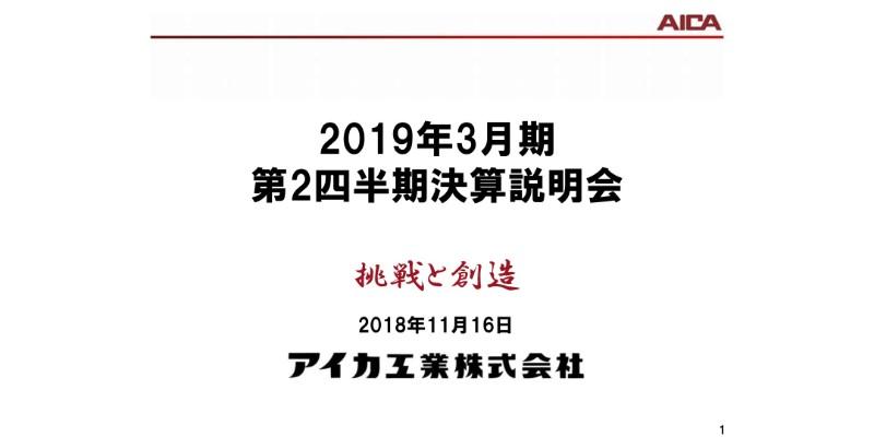 アイカ工業、営業・経常利益は9期連続増益　通期計画は期初公表値を据え置き